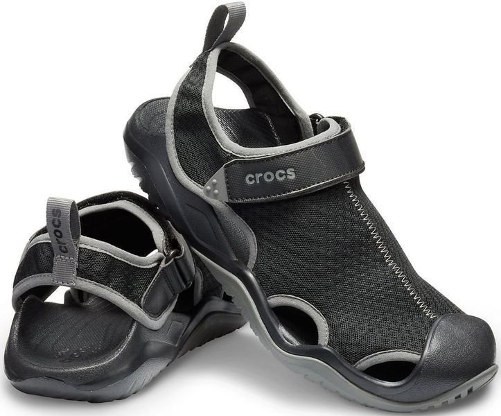 Mens Sailing Shoes Crocs Men's Swiftwater Mesh Deck Sandal Black 39-40