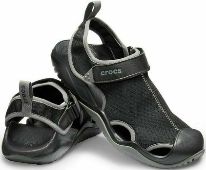 Mens Sailing Shoes Crocs Men's Swiftwater Mesh Deck Sandal Black 39-40 - 1