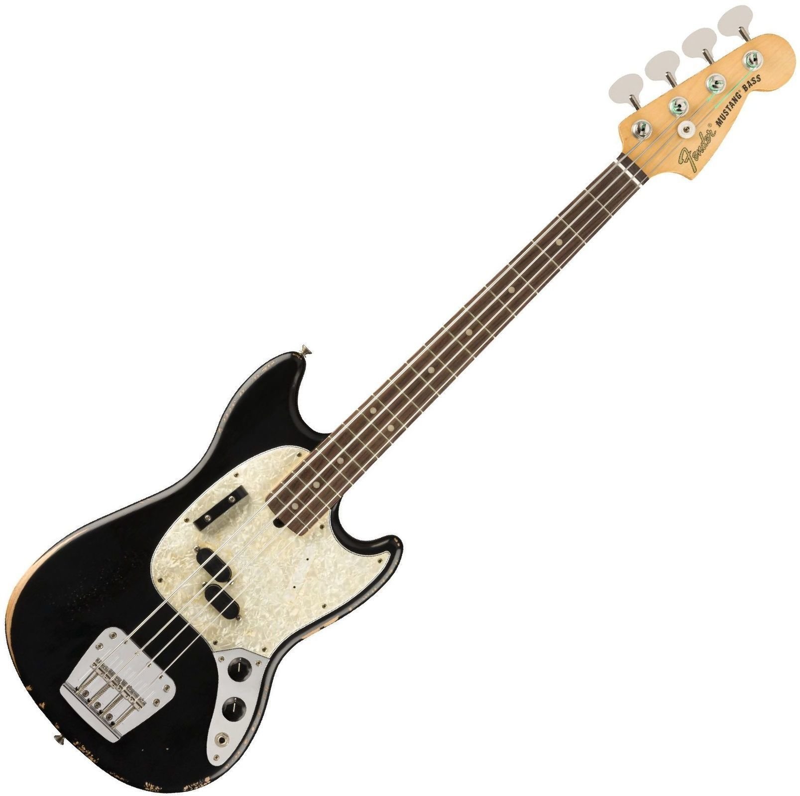 4-string Bassguitar Fender JMJ Road Worn Mustang Bass RW Black