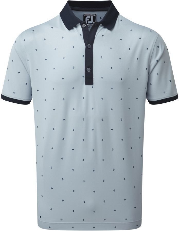 Polo Footjoy Birdseye Argyle Mens Polo Shirt Blue Fog/White/Navy XL