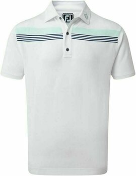 Polo Shirt Footjoy Stretch Pique Chestband Mens Polo Shirt White/Mint/Deep Blue XL - 1