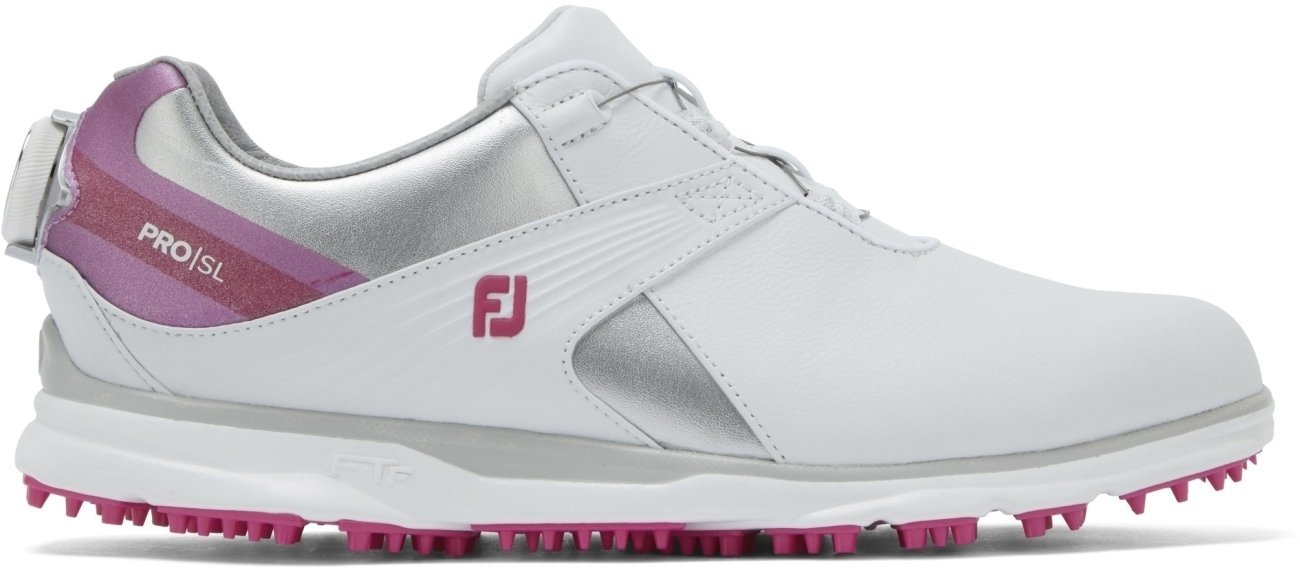 Női golfcipők Footjoy Pro SL White/Silver/Rose 36,5