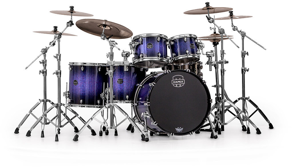 Kit de batería Mapex Saturn V MH Studioease Red & Blue Hybrid Sparkle