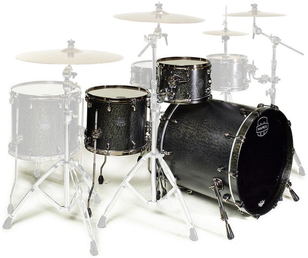 Set akustičnih bubnjeva Mapex Saturn V MH Exotic Jazz Flat Black Maple Burl