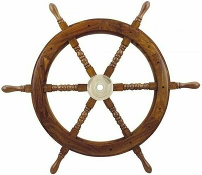 Marine Geschenkartikel Sea-Club Steering Wheel wood with brass Center - o 75cm - 1