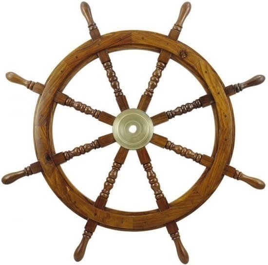 Marine Geschenkartikel Sea-Club Steering Wheel wood with brass center - o 90cm