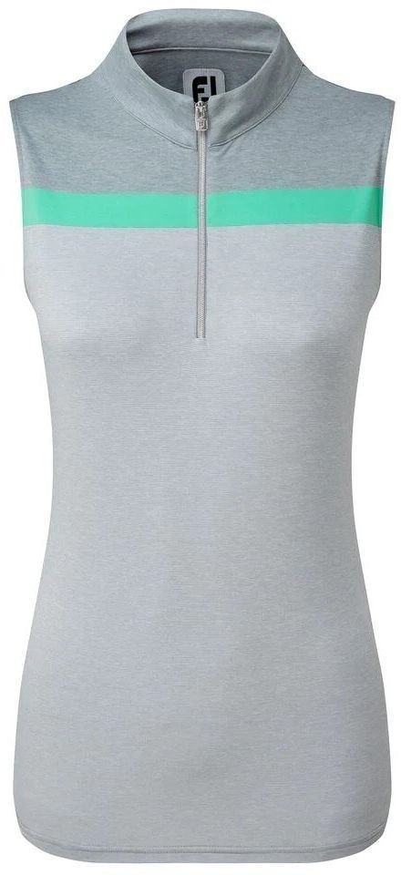 Camiseta polo Footjoy Lisle Engineered Stripe Heather Grey/White/Jade Stone XS