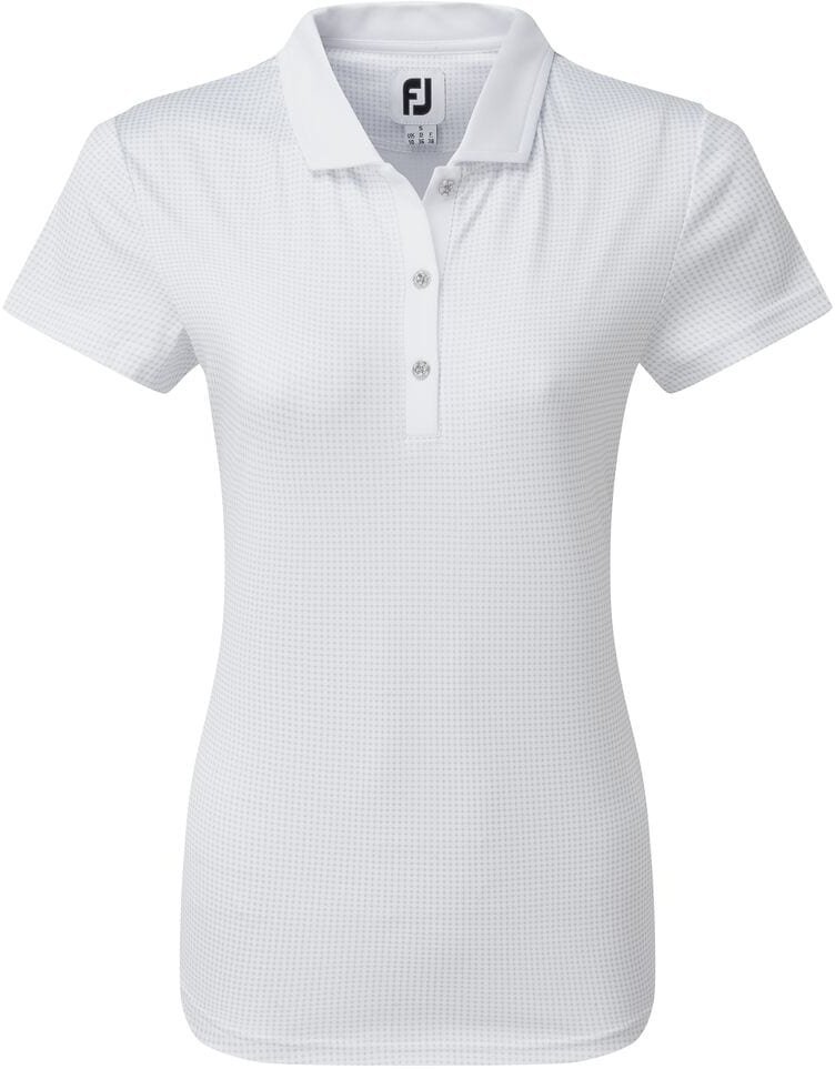 Риза за поло Footjoy Cap Sleeve Micro Interlock Dot Print Womens Polo Shirt White XS
