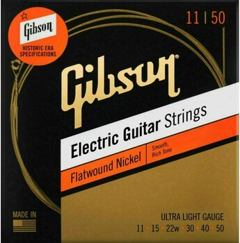 Cordas para guitarra elétrica Mi Gibson Flatwound 11-50 - 1
