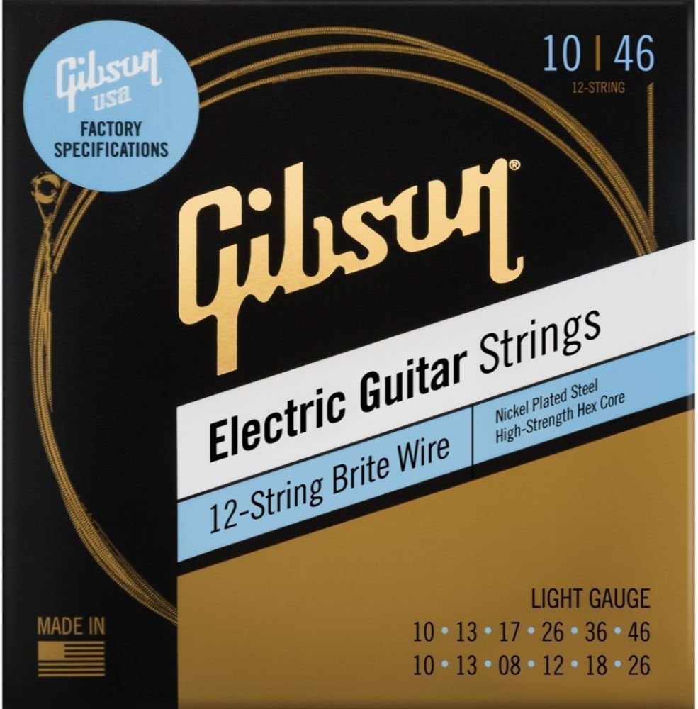 Struny pre akustickú gitaru Gibson Brite Wire 12 10-46