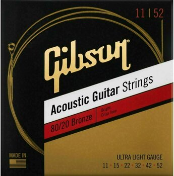 Snaren voor akoestische gitaar Gibson 80/20 Bronze 11-52 - 1