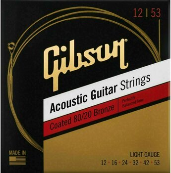 Struny pro akustickou kytaru Gibson Coated 80/20 Bronze 12-53 - 1