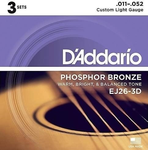 Cordes de guitares acoustiques D'Addario EJ26-3D