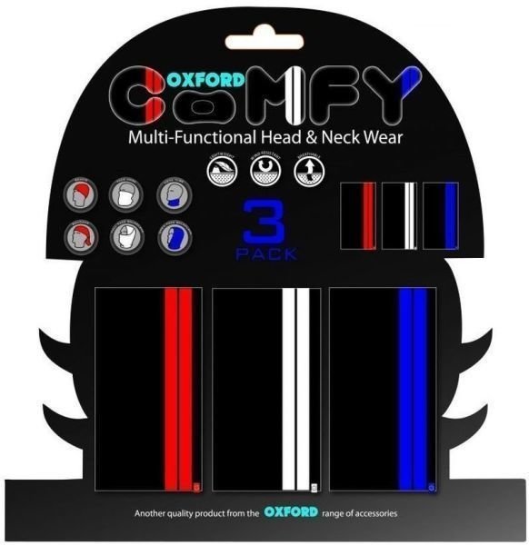 Motorcycle Neck Warmer Oxford Comfy Double Stripe 3-Pack