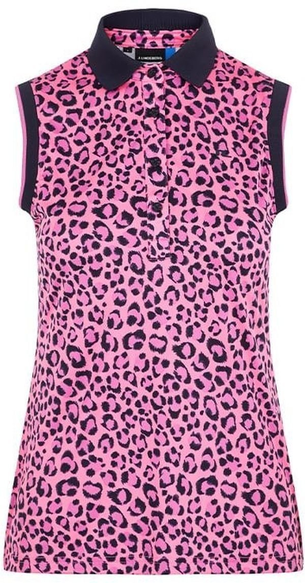 Camisa pólo J.Lindeberg Lyla Tx Coolmax Womens Polo Shirt Pink Leopard L