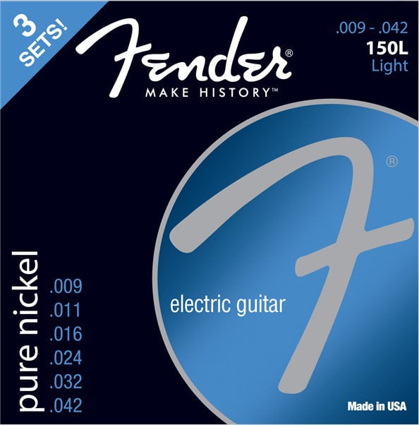 Cordes pour guitares électriques Fender 150L 9-42 3 Pack