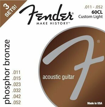 Struny pro akustickou kytaru Fender 60CL Acoustic Phosphor Bronze 11-52 3 Pack - 1