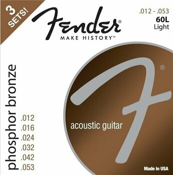 Cordas de guitarra Fender 60L Acoustic Phosphor Bronze 12-53 3 Pack - 1