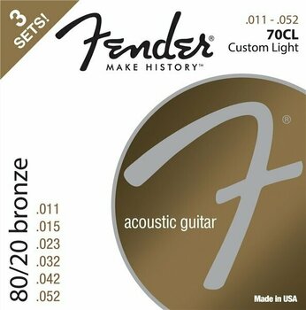 Struny pro akustickou kytaru Fender 70CL Acoustic 80/20 Bronze 11-52 3 Pack - 1