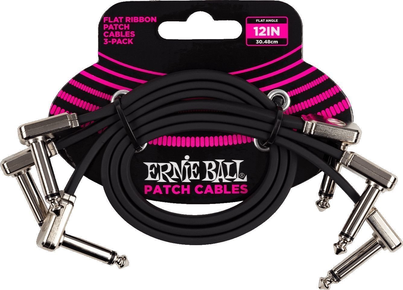 Verbindingskabel / patchkabel Ernie Ball P06222 Zwart 30 cm Gewikkeld - Gewikkeld