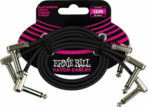 Câble de patch Ernie Ball P06222 Noir 30 cm Angle - Angle - 1