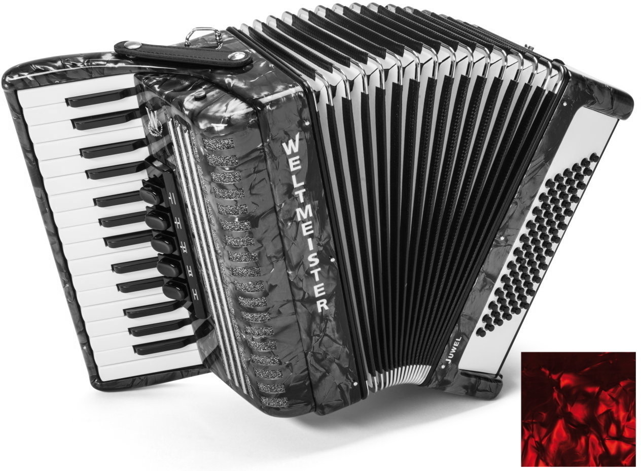 Piano accordion
 Weltmeister Juwel 30/72/III/5 MT Red Piano accordion
