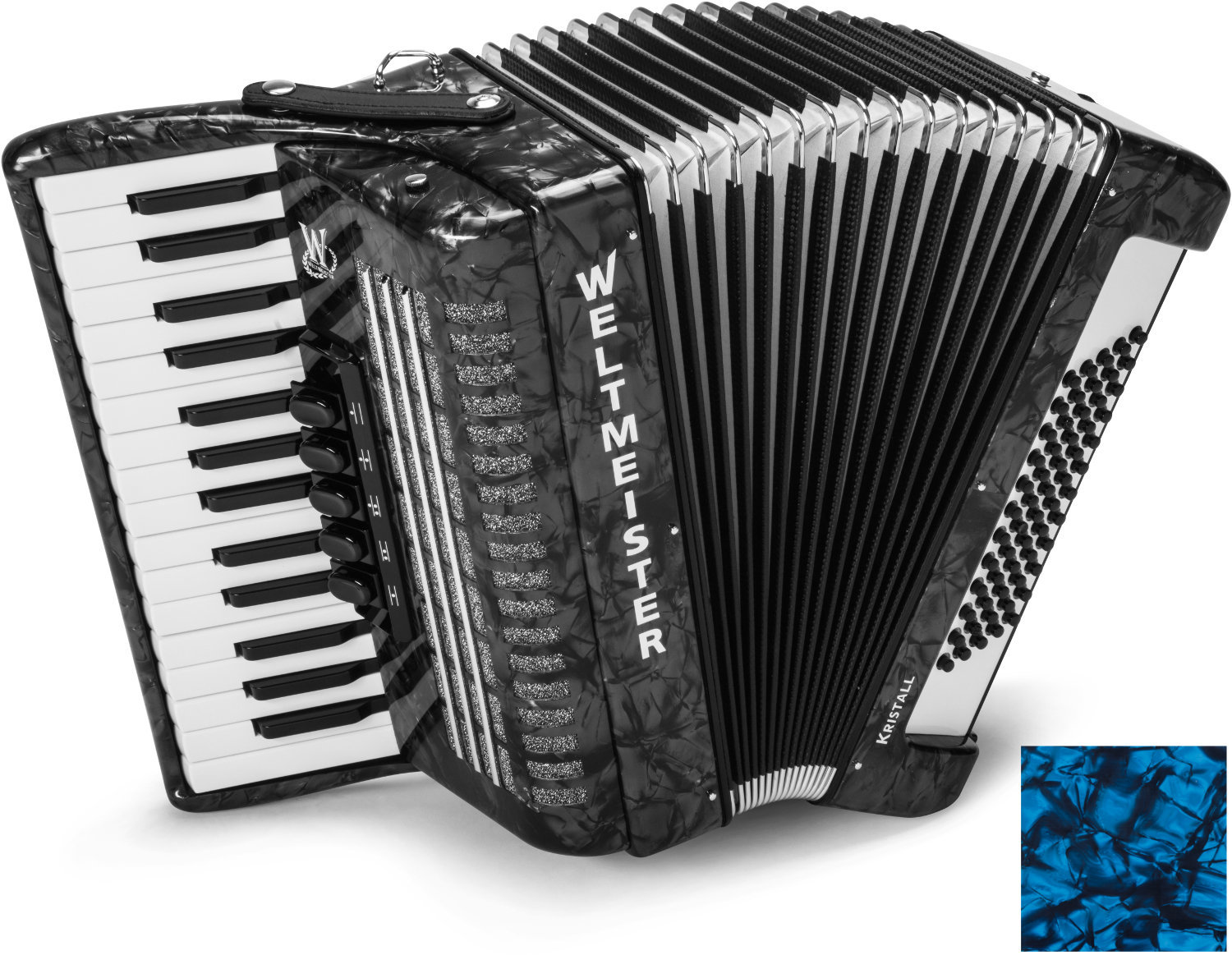 Piano accordion
 Weltmeister Kristall 30/60/III/5 Blue Piano accordion
