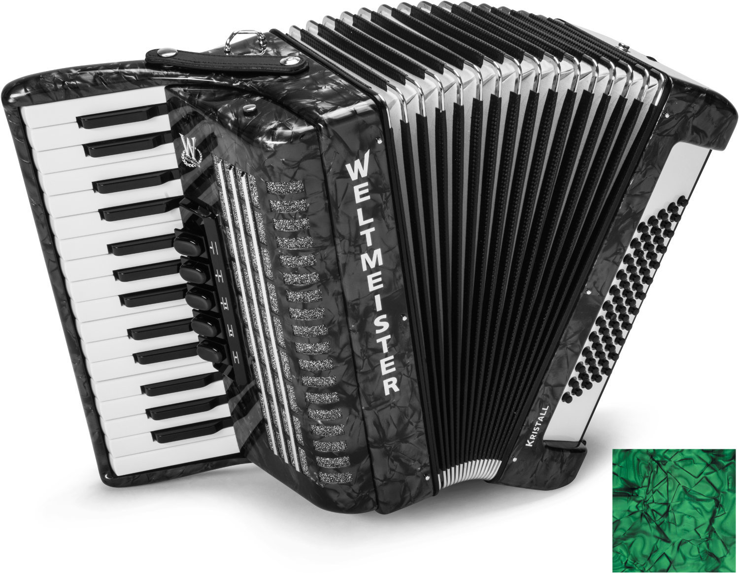 Piano accordion
 Weltmeister Kristall 30/60/III/5 Green Piano accordion
