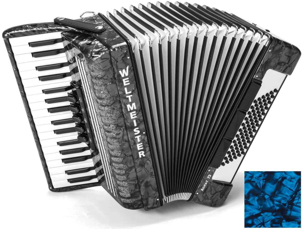 Piano accordion
 Weltmeister Achat 72 34/72/III/5/3 Blue Piano accordion
