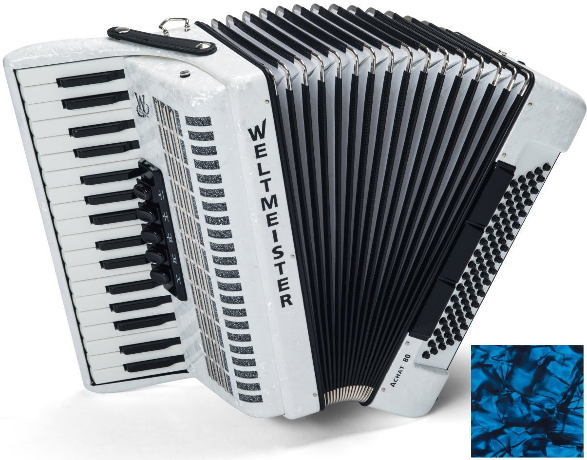 Piano accordion
 Weltmeister Achat 80 34/80/III/5/3 Blue Piano accordion
