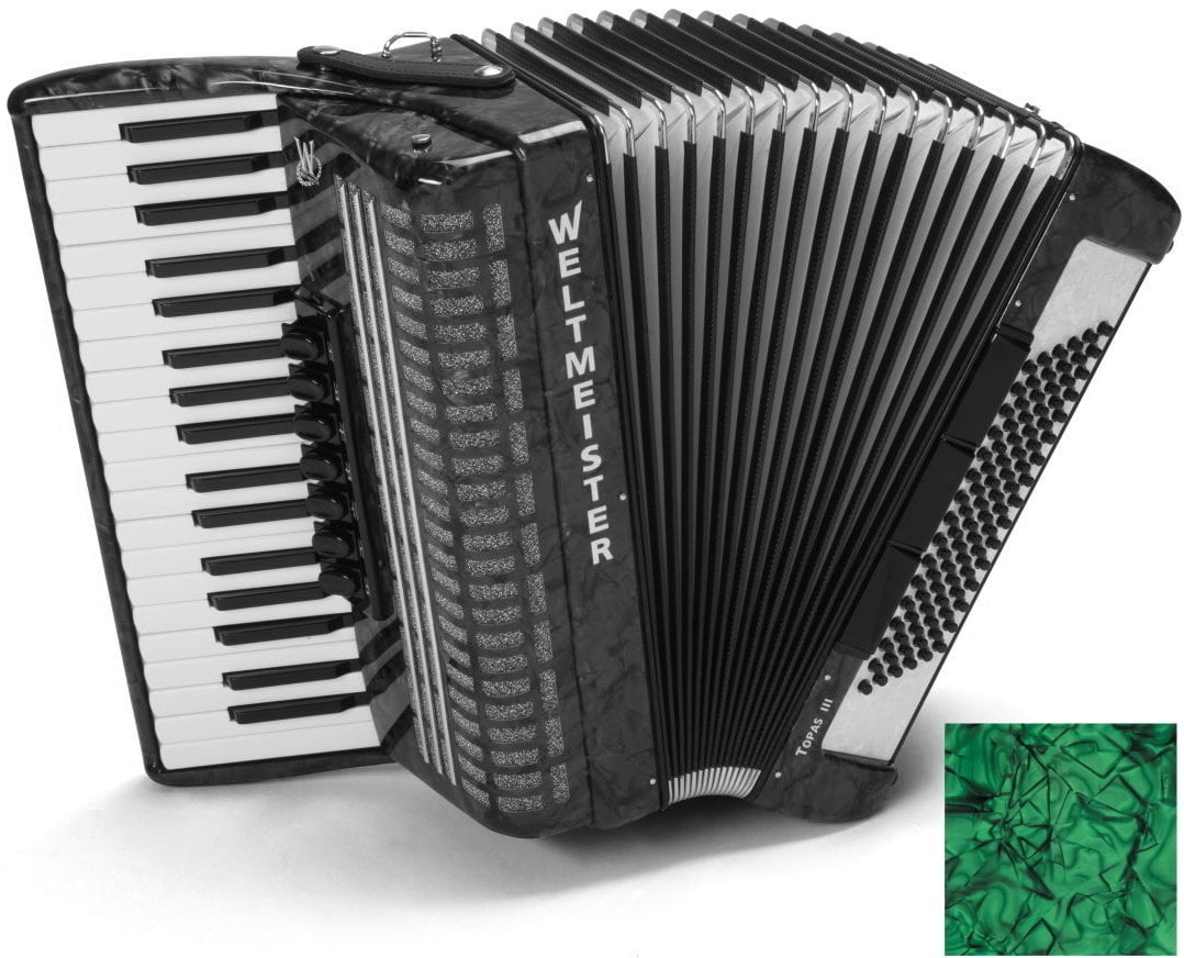 Piano accordion
 Weltmeister Topas 37/96/III/7/3 Green Piano accordion
