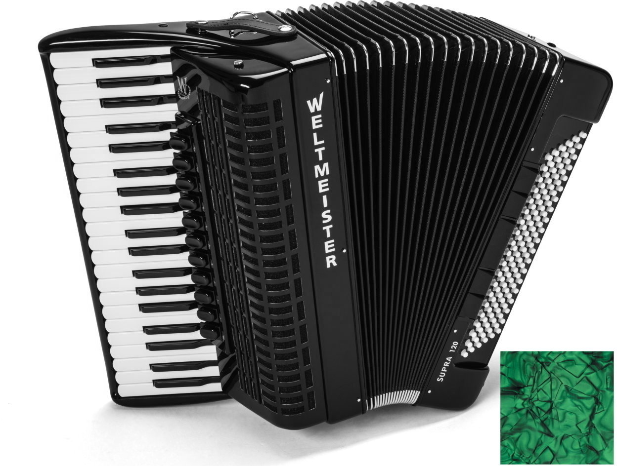 Piano accordion
 Weltmeister Supra 41/120/IV/11/5 Cassotto Green Piano accordion
