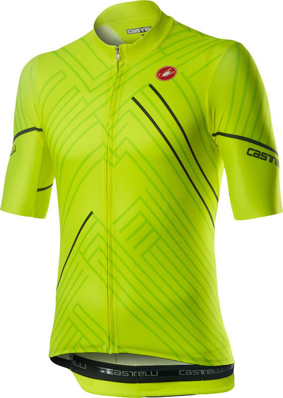 Fietsshirt Castelli Passo Mens Jersey Yellow Fluo 2XL