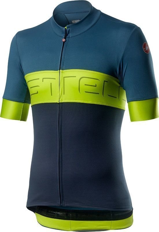 Cycling jersey Castelli Prologo VI Mens Jersey Light Steel Blue/Chartreuse/Dark Steel Blue L