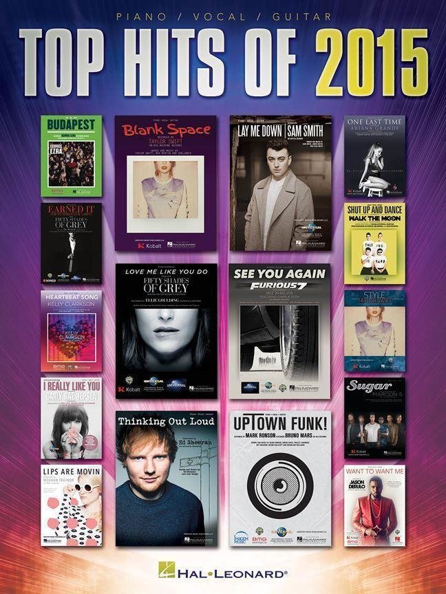 Bladmuziek voor bands en orkesten Hal Leonard Top Hits of 2015 Piano, Vocal and Guitar Muziekblad