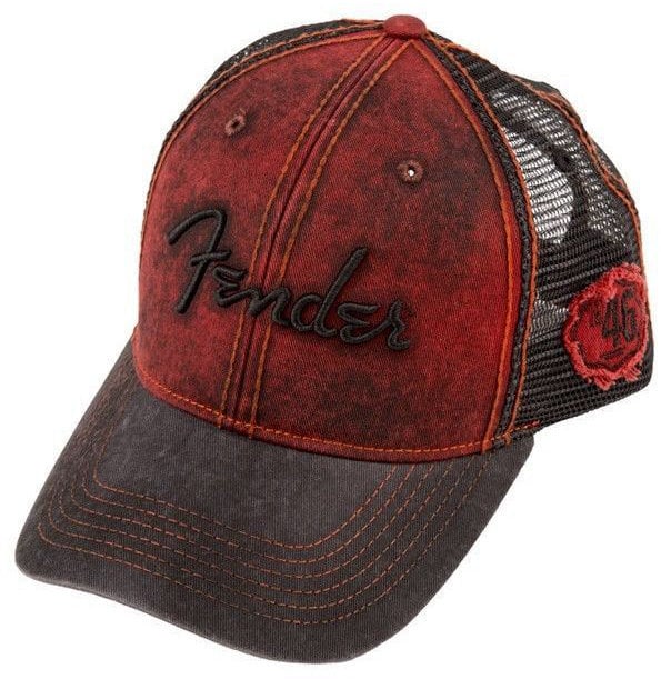 Hat Fender Washed Trucker Dark Red/Blk One Size