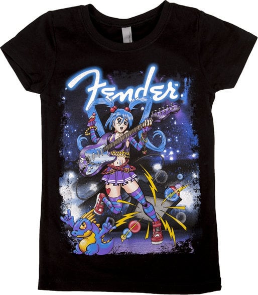 Marškinėliai Fender Girls' Anime Rocker T-Shirt Black XL (12 Years)