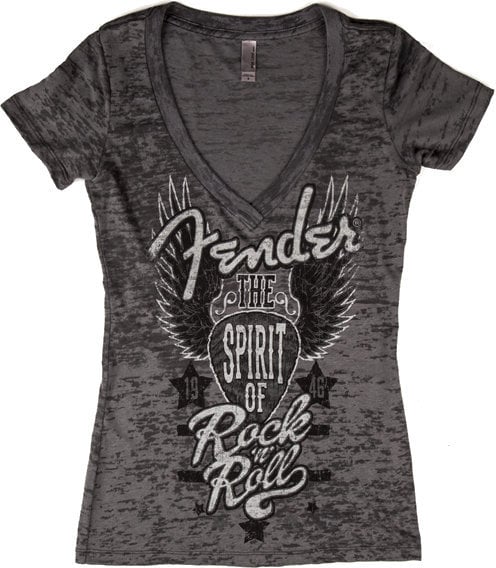 Shirt Fender V-Neck Burnout Spirit of Rock N Roll Ladies T-Shirt Gray S