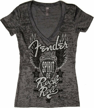 Shirt Fender V-Neck Burnout Spirit of Rock N Roll Ladies T-Shirt Gray S - 1