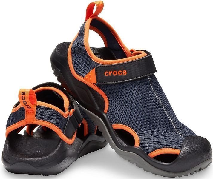 Jachtařská obuv Crocs Men's Swiftwater Mesh Deck Sandal Navy/Tangerine 42-43