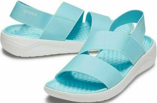 Womens Sailing Shoes Crocs Women's LiteRide Stretch Sandal Ice Blue/Almost White 34-35 - 1