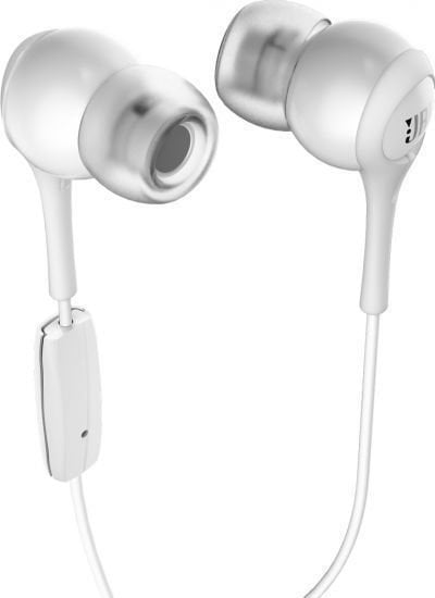 En la oreja los auriculares JBL T200A White
