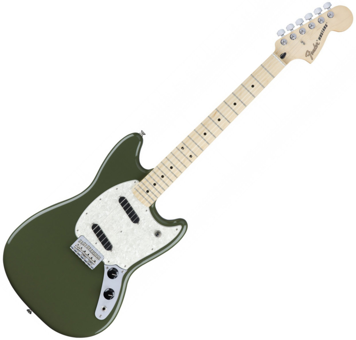 Elektriska gitarrer Fender Mustang, Maple Fingerboard, Olive
