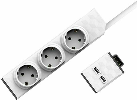 Power Cable PowerCube PowerStrip Modular Switch 1,5m cable + USB modul White 1,5 m - 1