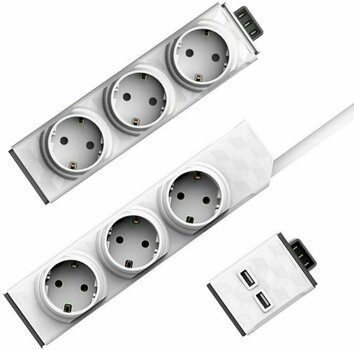 Power Cable PowerCube PowerStrip Modular Switch 1,5m + modul Strip + 1x USB modul White 1,5 m - 1