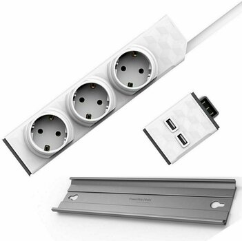 Voedingskabel PowerCube PowerStrip Modular Switch 1,5m + USB modul + PowerStrip Rail Wit 1,5 m - 1