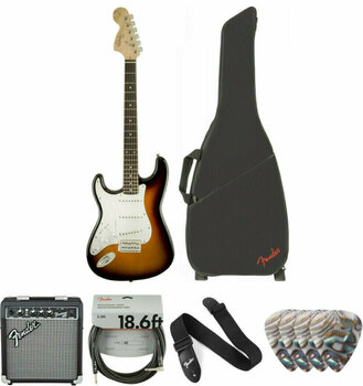 Guitarra elétrica Fender Squier Affinity Series Stratocaster Brown Sunburst LH Deluxe SET Sunburst - 1