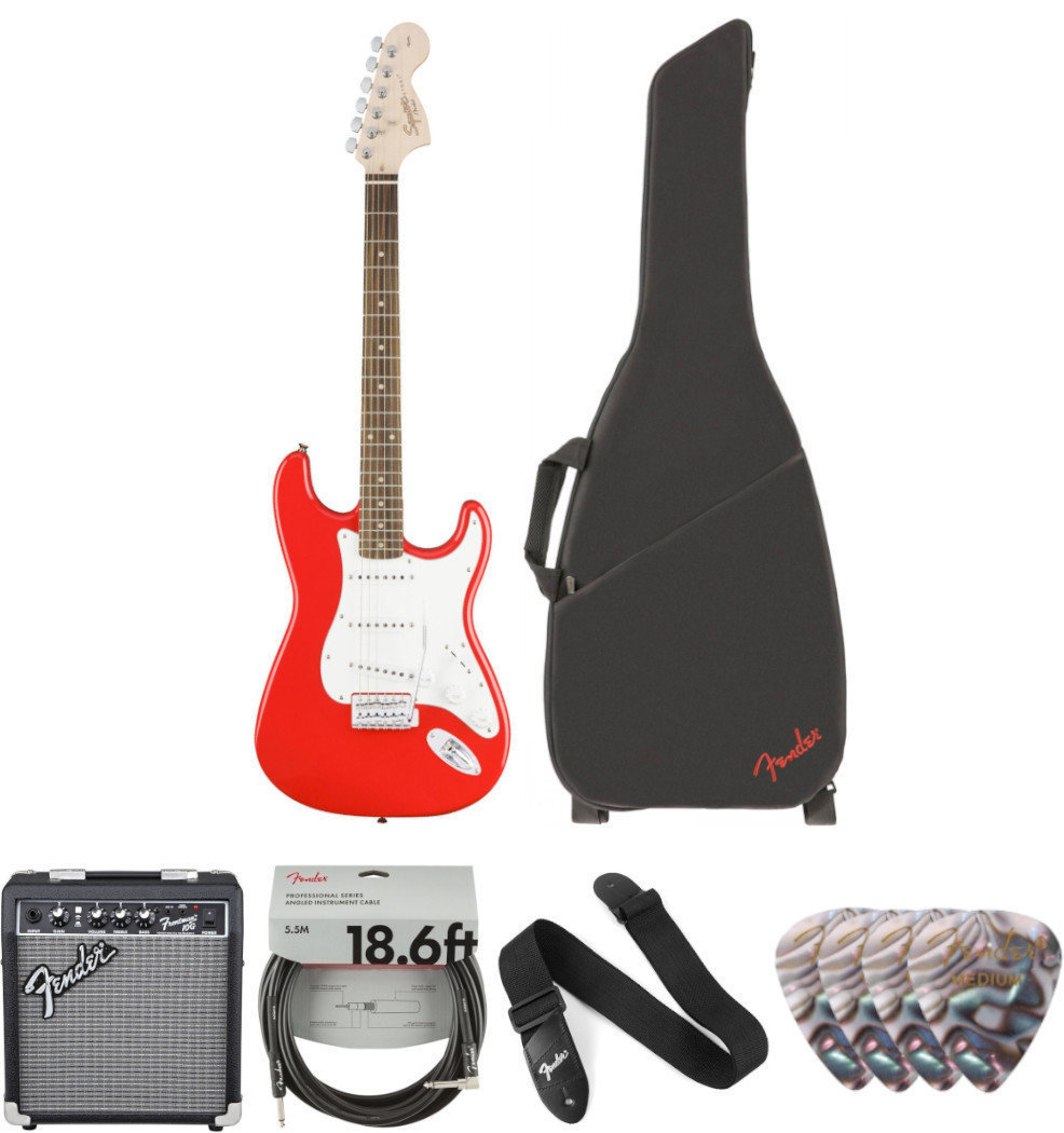 Guitarra eléctrica Fender Squier Affinity Series Stratocaster IL Race Red Deluxe SET Race Red