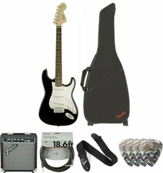 Guitare électrique Fender Squier Affinity Series Stratocaster IL Black Deluxe SET Black Guitare électrique - 1