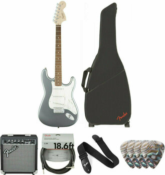 E-Gitarre Fender Squier Affinity Series Stratocaster IL Slick Silver Deluxe SET Slick Silver - 1